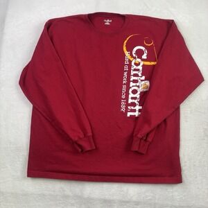 Carhartt Graphic Long Sleeve Shirt Red Pullover Men's XL